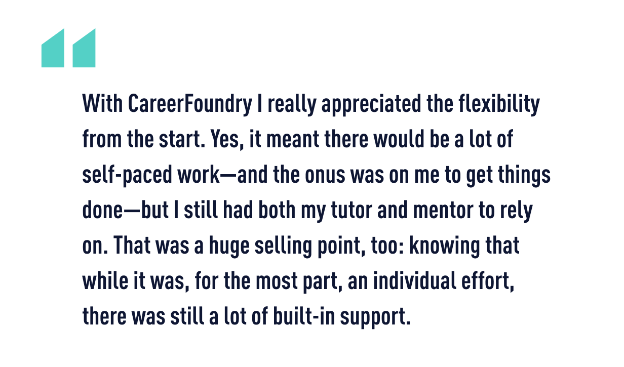 A quote from data analytics graduate Nick about his career change journey