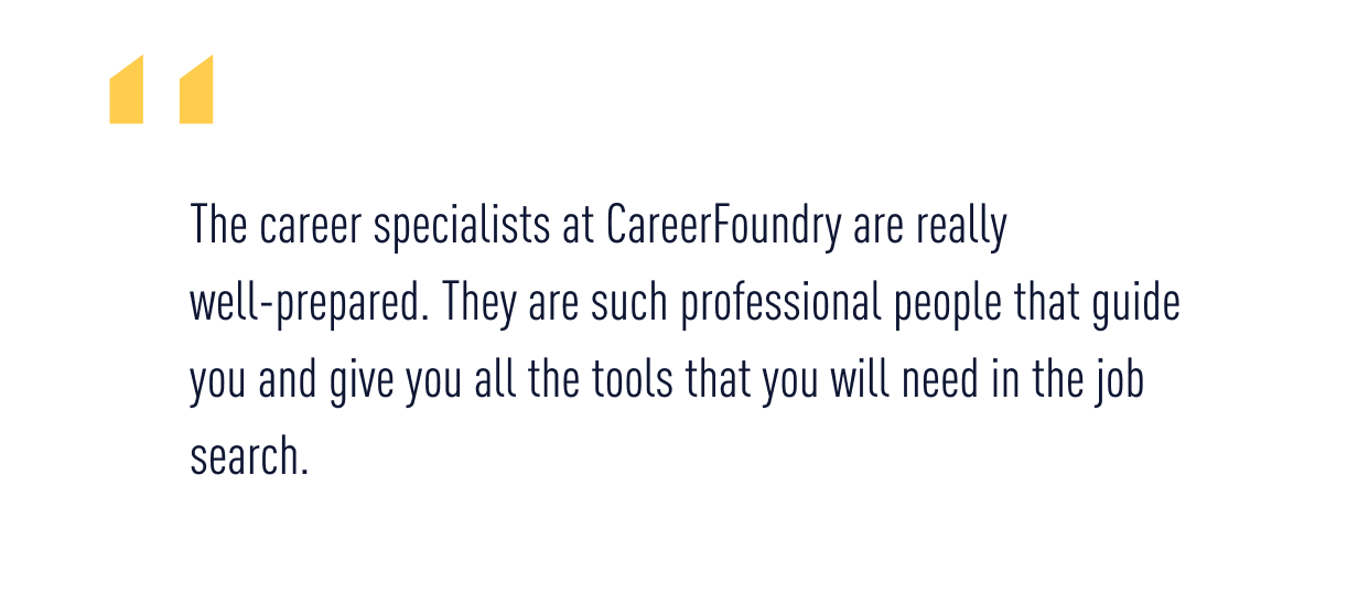 A quote from Alice about her career change journey